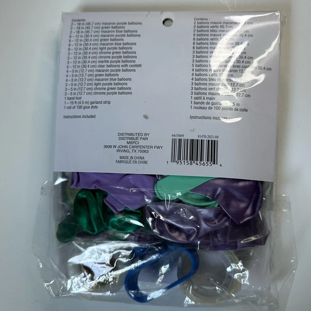 New 10-Foot Balloon Garland Kit - Purple, Blue, and Green Theme